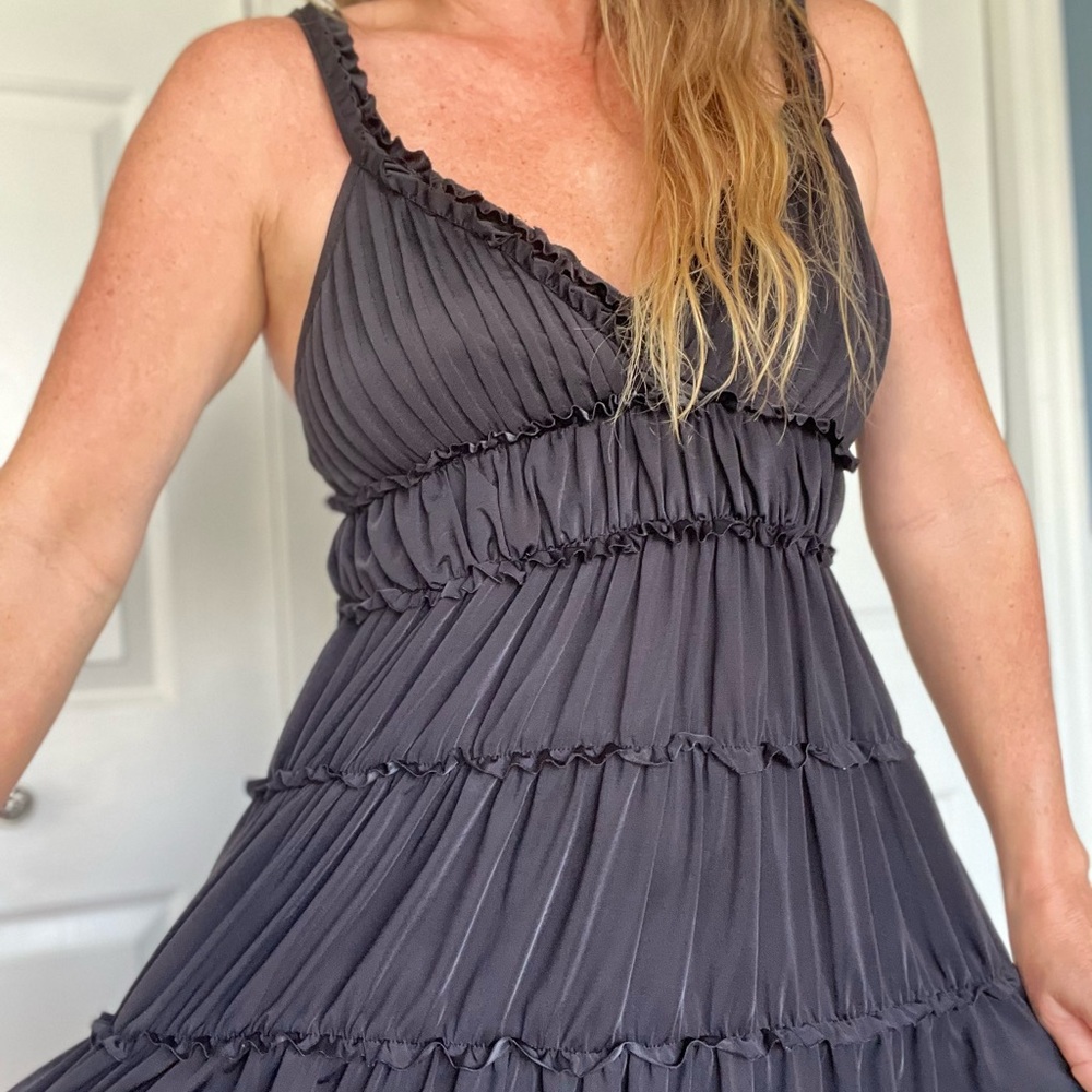 Black silky slip dress sleeveless size S